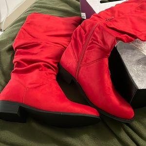 Red Revive high Microfiber like Boots